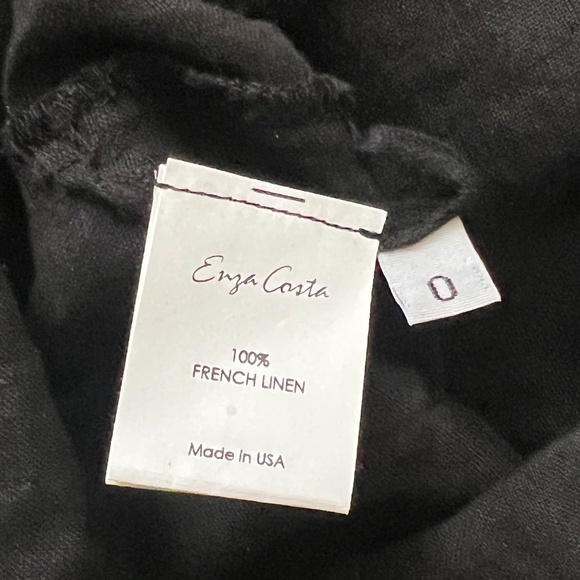 Enza Costa French Linen Sleeveless Button Down Ruffle Black Jumpsuit Size 0 - Picture 8 of 11